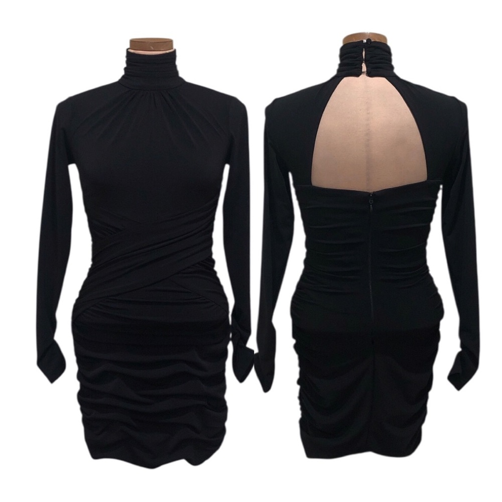 NWT Cinq a Sept Amar Dress Size 00 Black Cutout Open Back